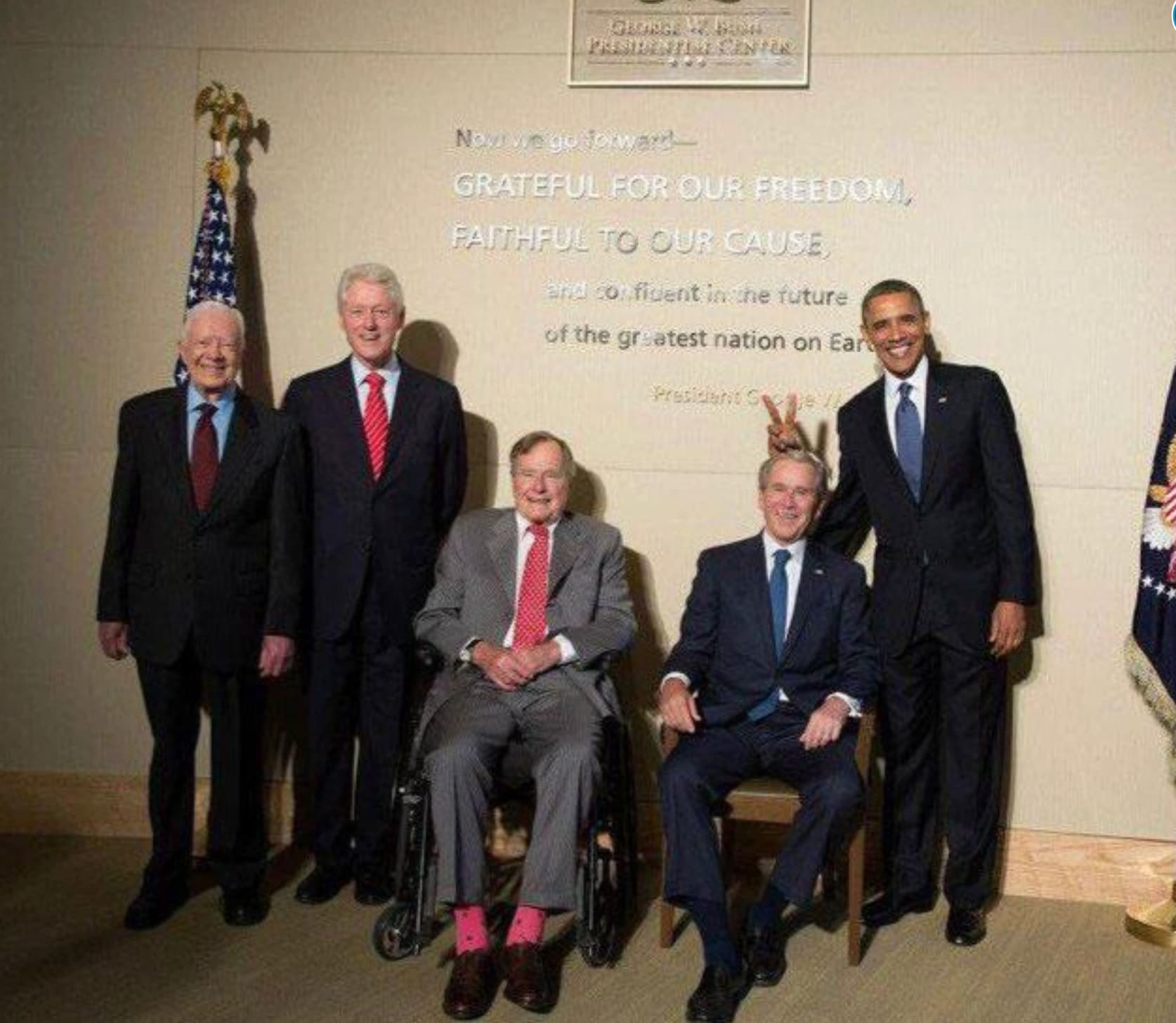 former presidents together - Now we go forward Grateful For Our Freedom, Faithful To Our Cause, and confident in the future of the greatest nation on Ear President S